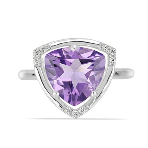 3.10 CT BRAZILIAN AMETHYST STERLING SILVER RINGS WITH WHITE ZIRCON  #VR016161